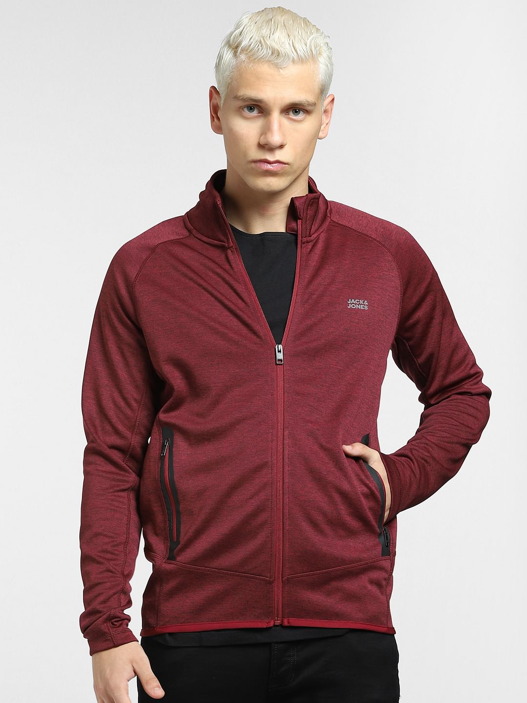 Burgundy High Neck Track Jacket