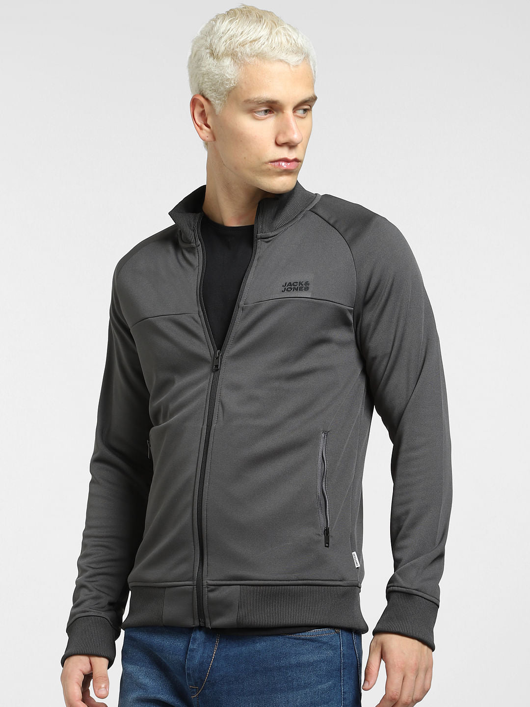 Dark Grey High Neck Track Jacket