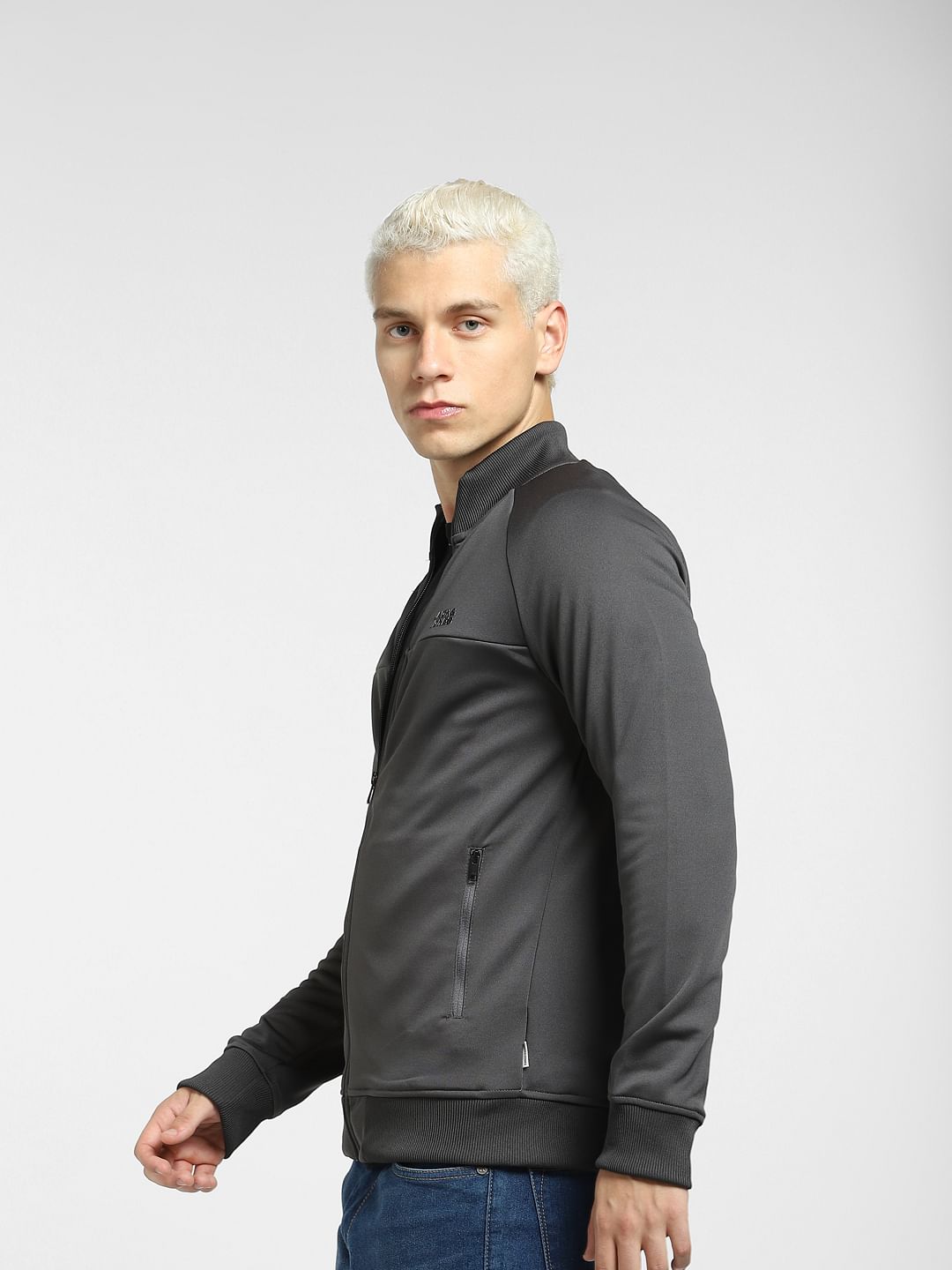 Dark Grey High Neck Track Jacket