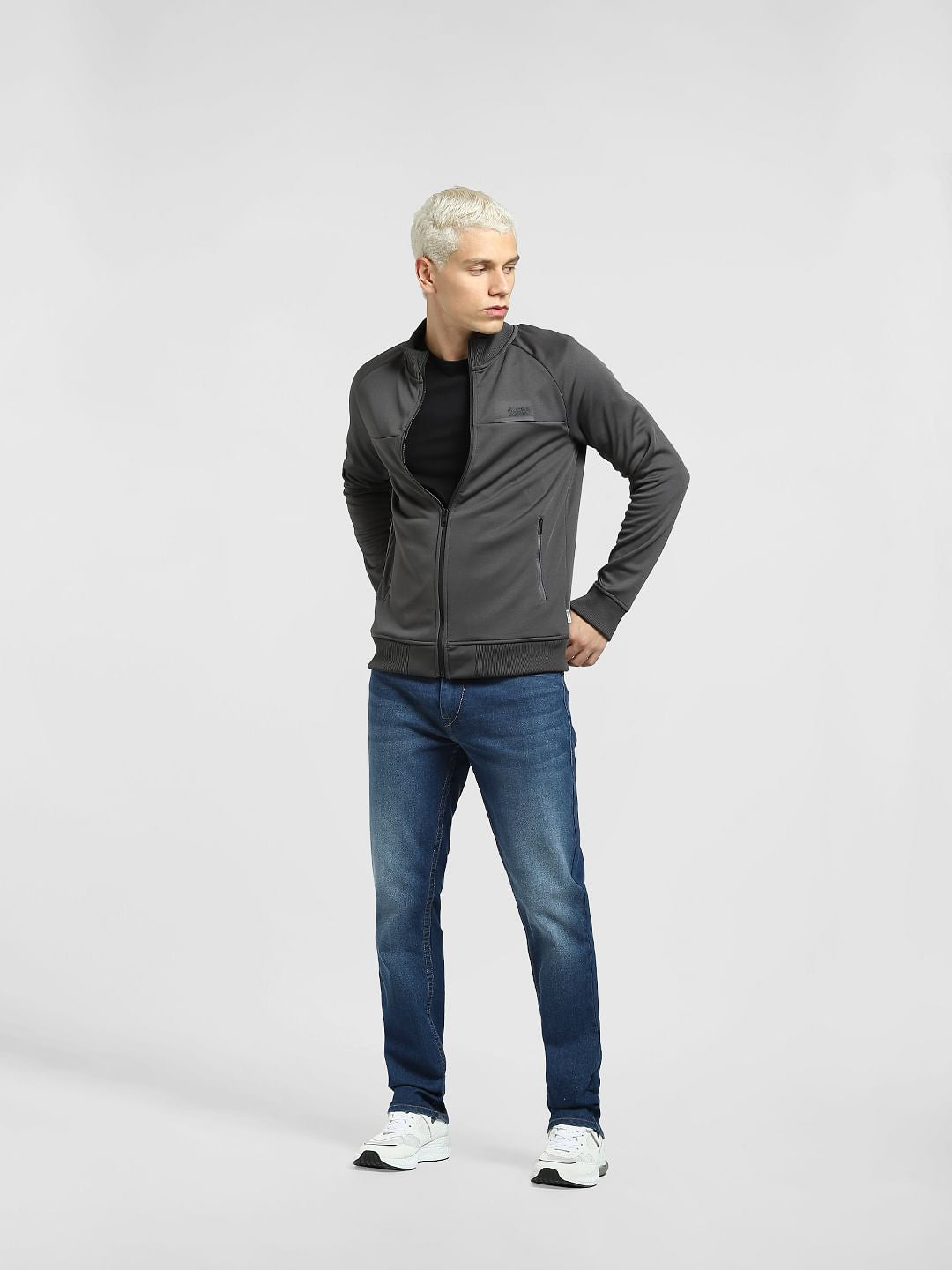 Dark Grey High Neck Track Jacket