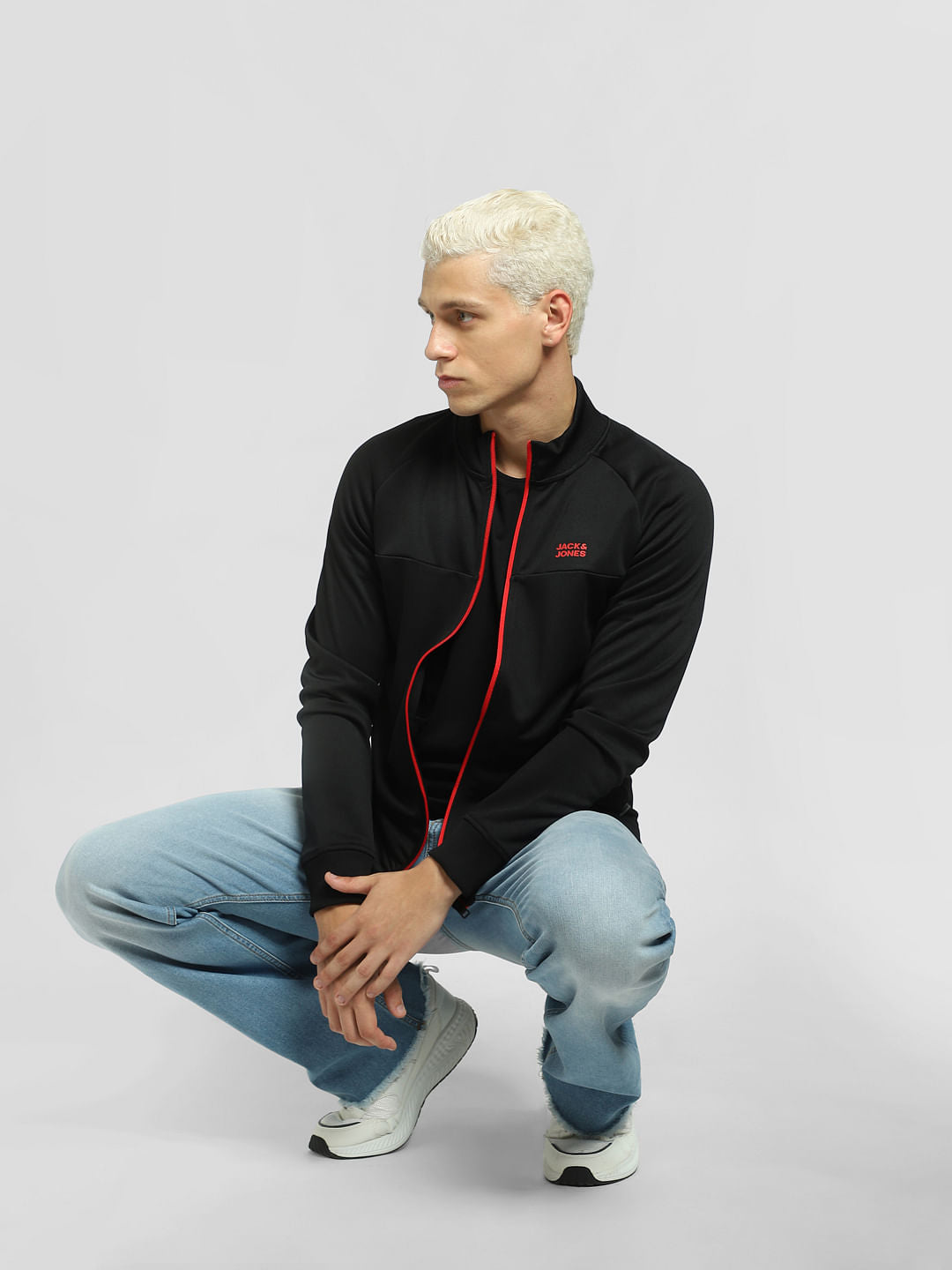 Black High Neck Track Jacket - S