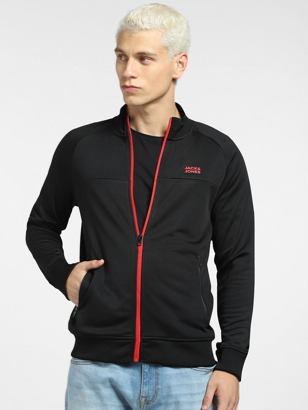 Black High Neck Track Jacket