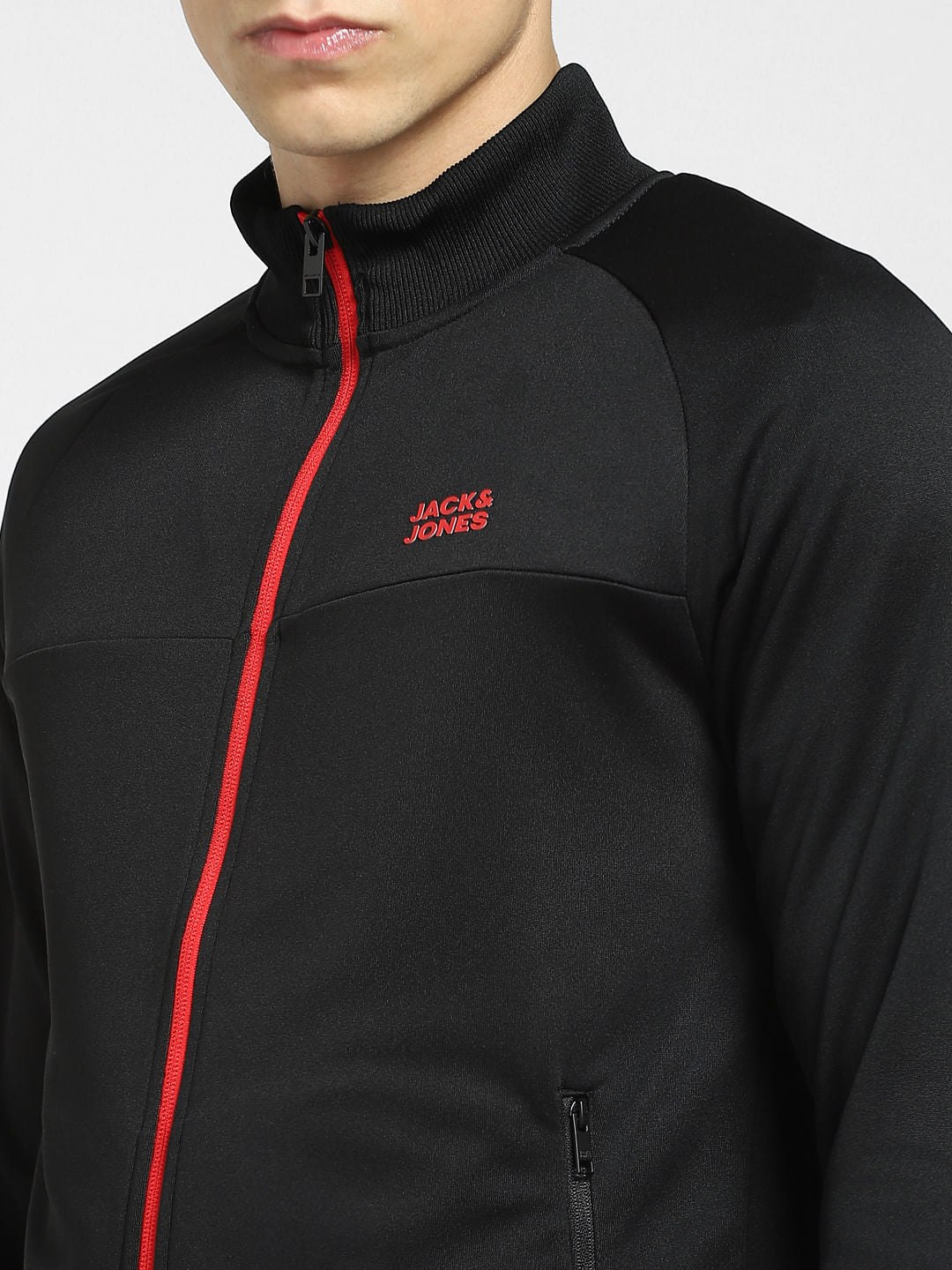 Black High Neck Track Jacket