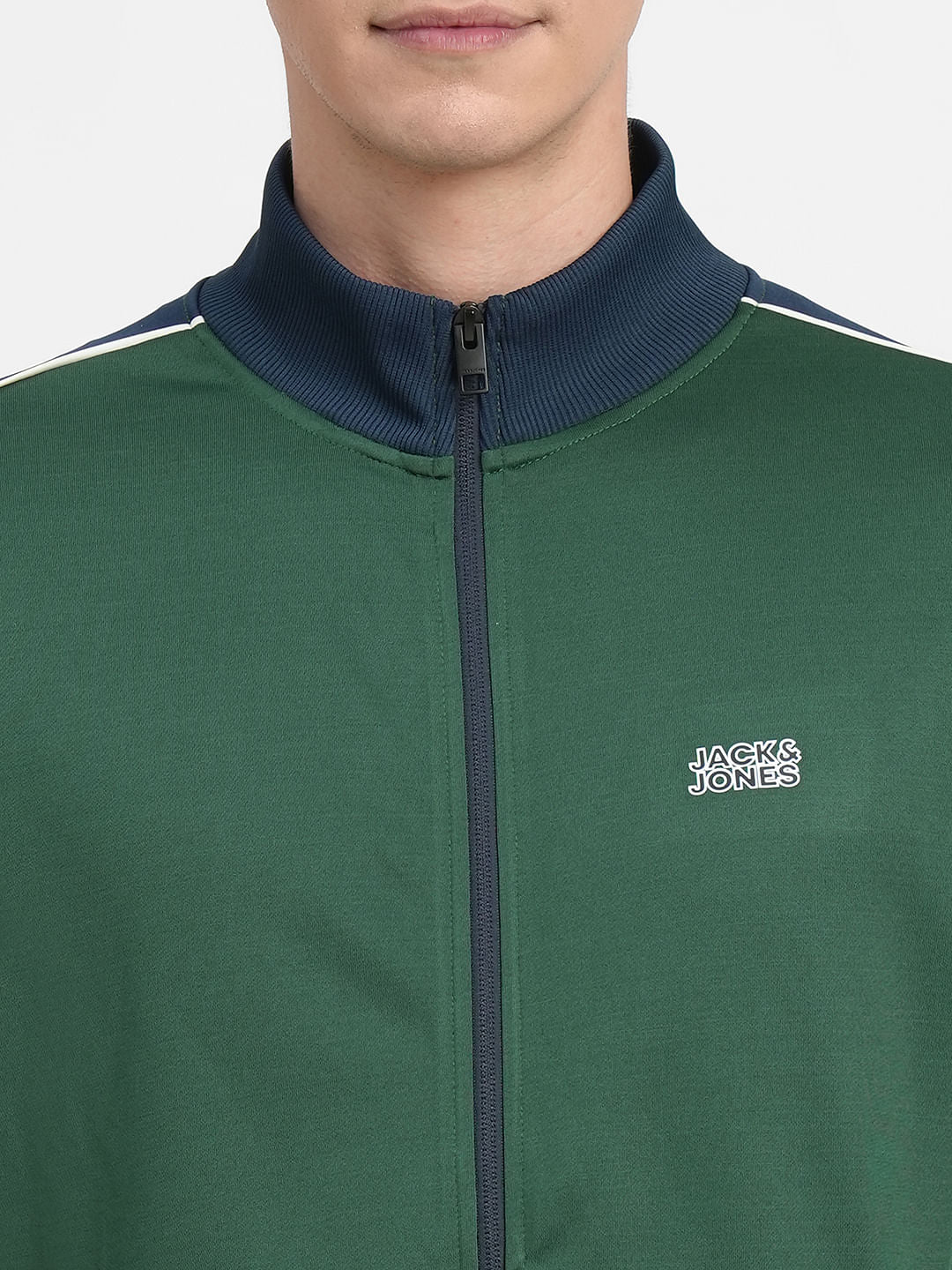 Dark Green Colourblocked Track Jacket