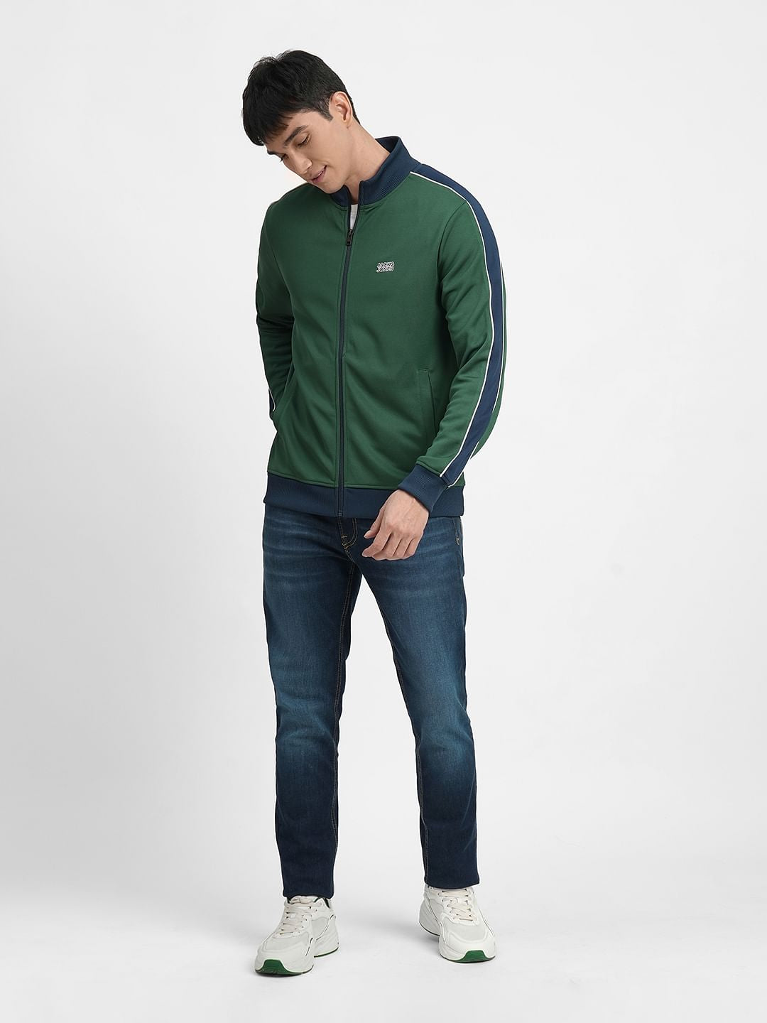 Dark Green Colourblocked Track Jacket