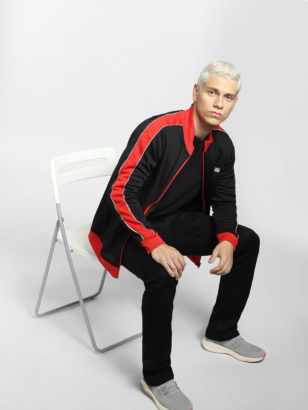 Black Contrast Tipping Track Jacket - S