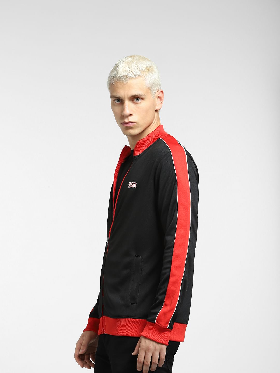 Black Contrast Tipping Track Jacket