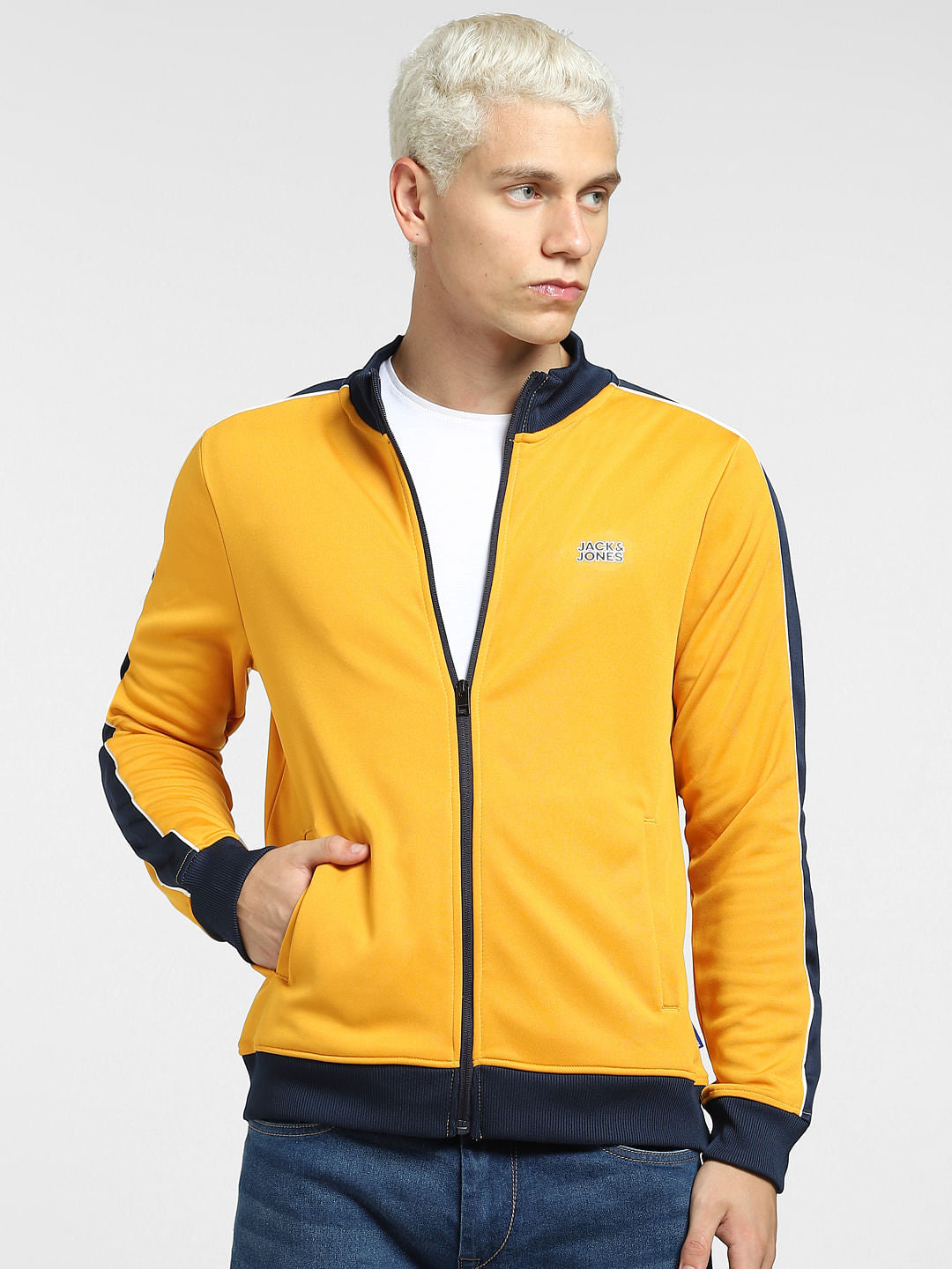 Yellow Contrast Tipping Track Jacket