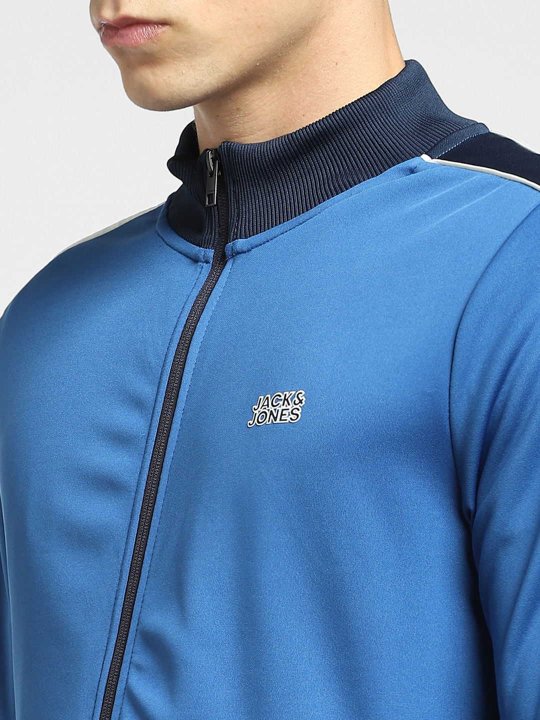 Blue Contrast Tipping Track Jacket