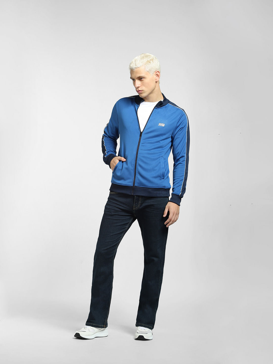 Blue Contrast Tipping Track Jacket