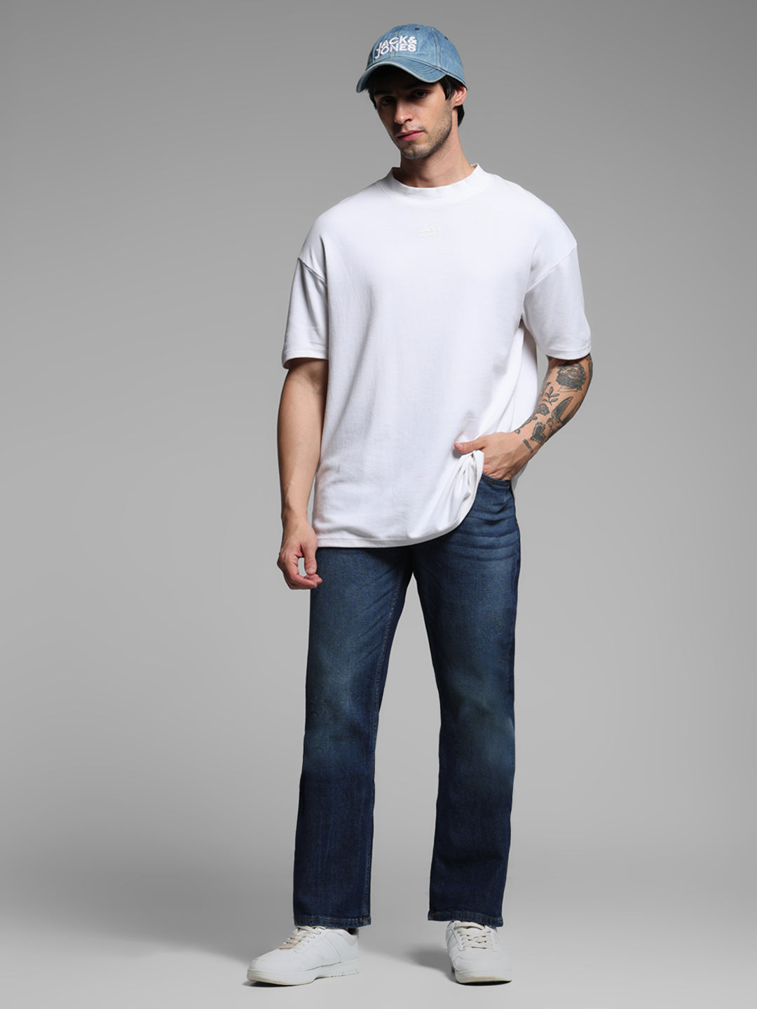 Men's Dark Blue Slim Fit Bootcut Stretch Jeans