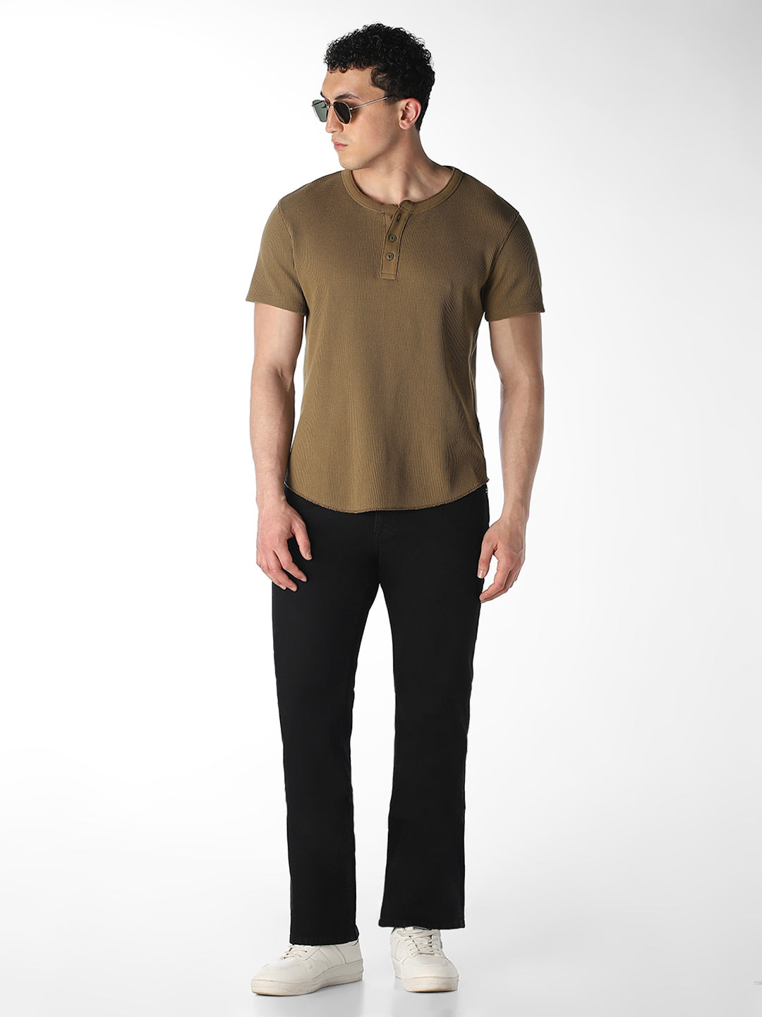 Men's Black Bootcut Stretch Jeans With Zip Fly