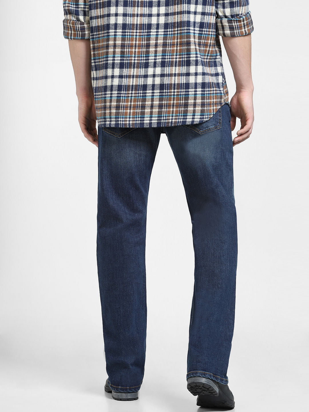 DARK BLUE High RISE REGULAR FIT JEANS