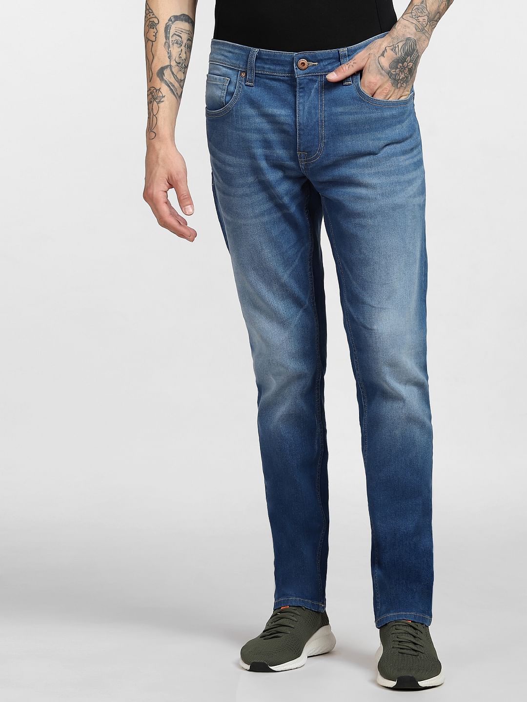 Blue Low Rise Washed Ben Skinny Jeans