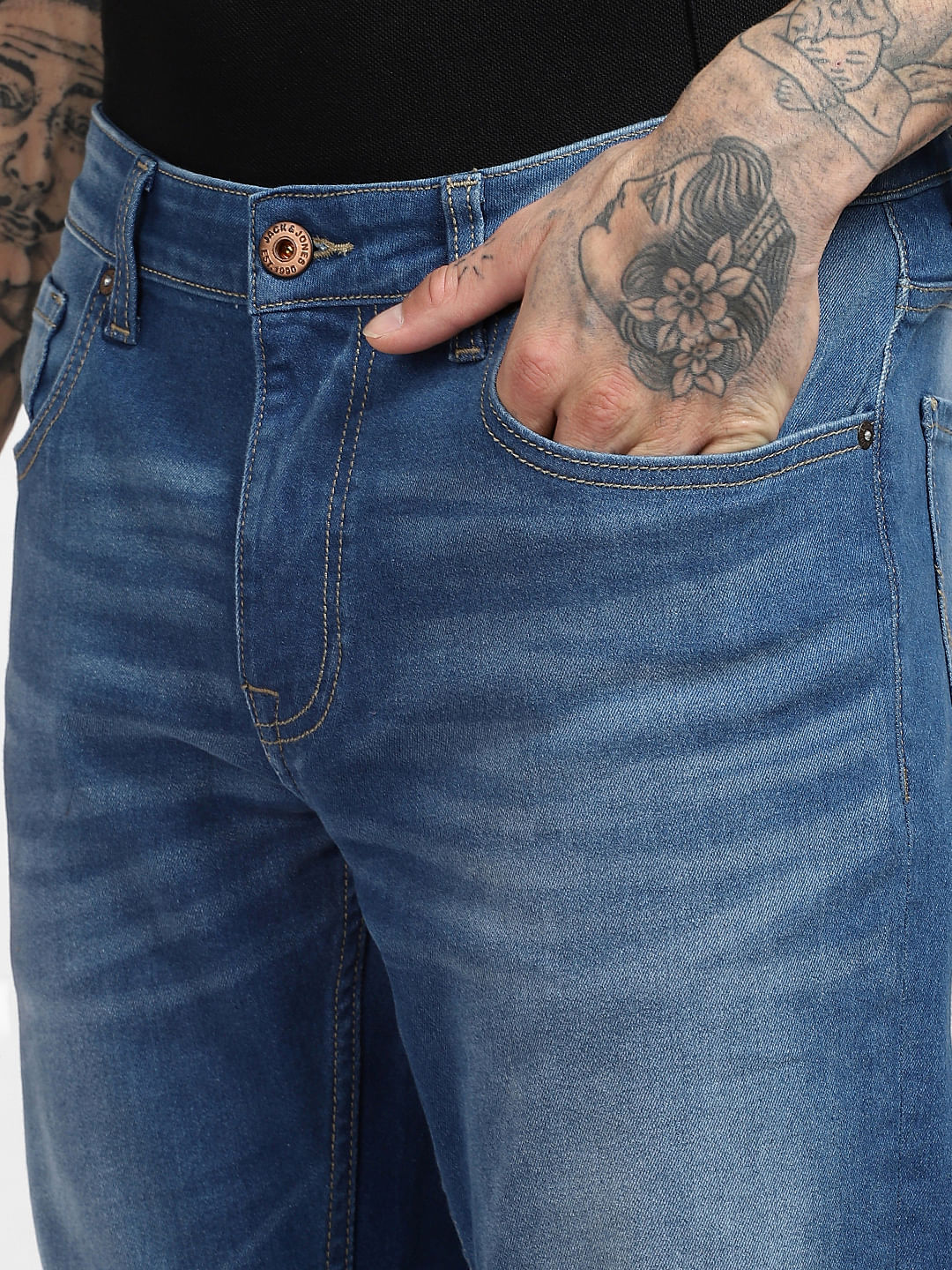 Blue Low Rise Washed Ben Skinny Jeans