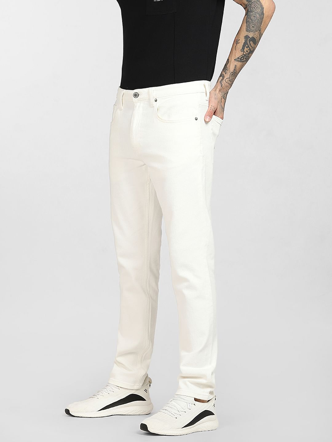 White Low Rise Glenn Slim Jeans