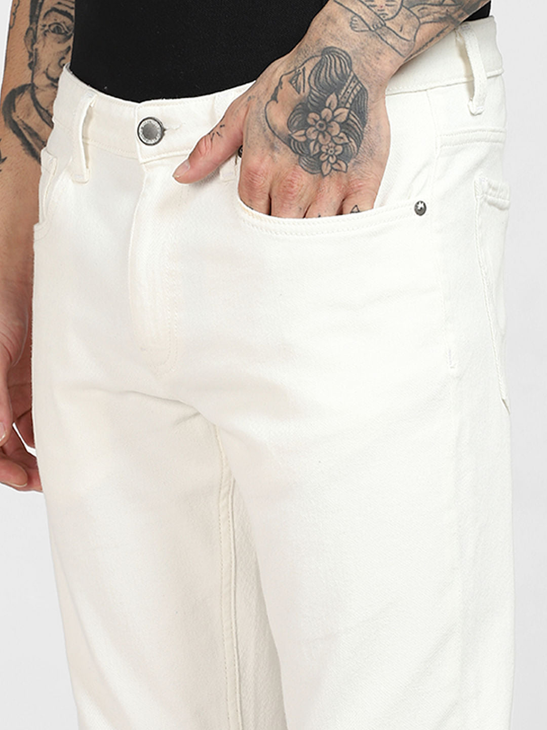 White Low Rise Glenn Slim Jeans
