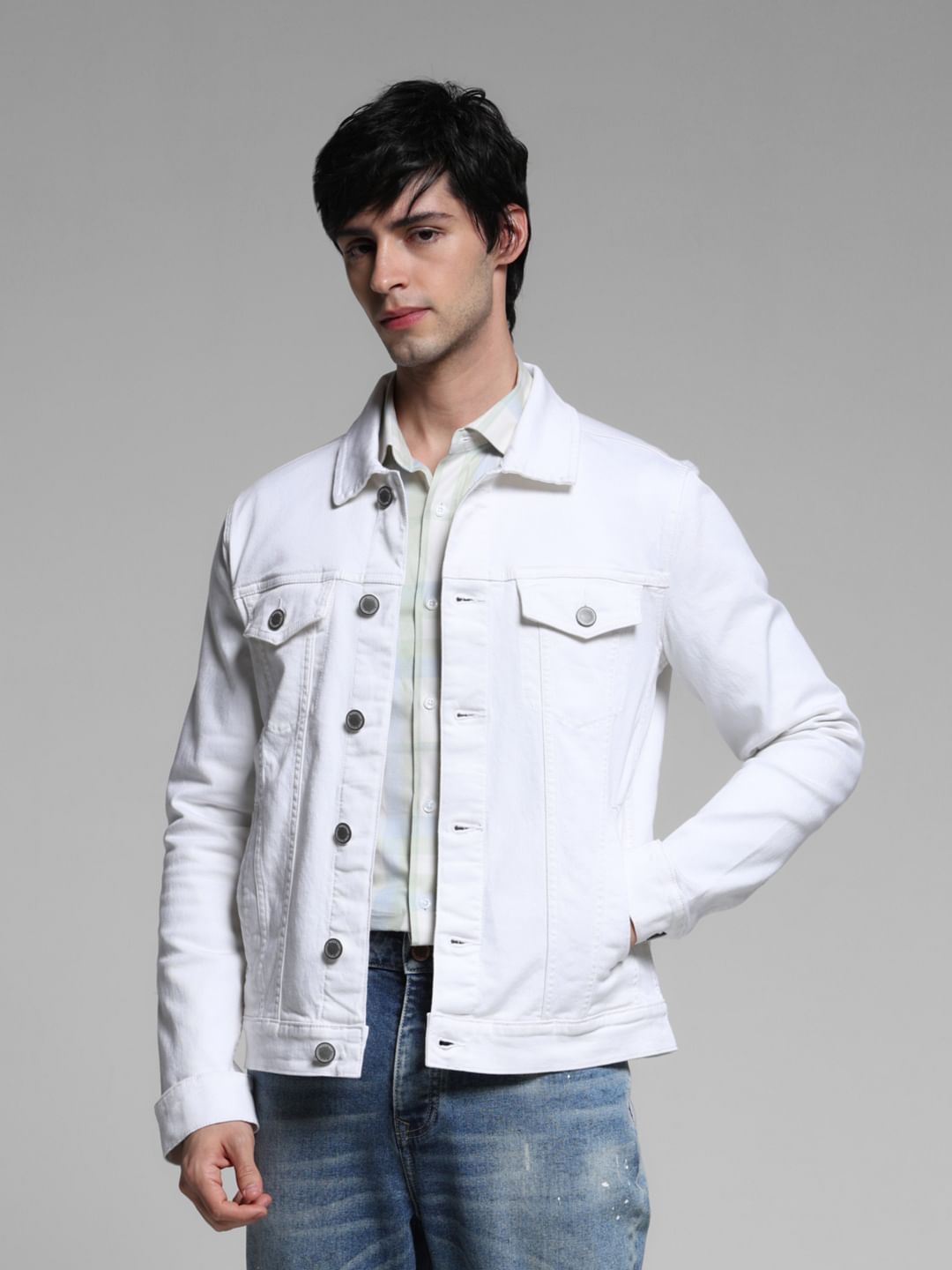 White Cotton Denim Jacket - S