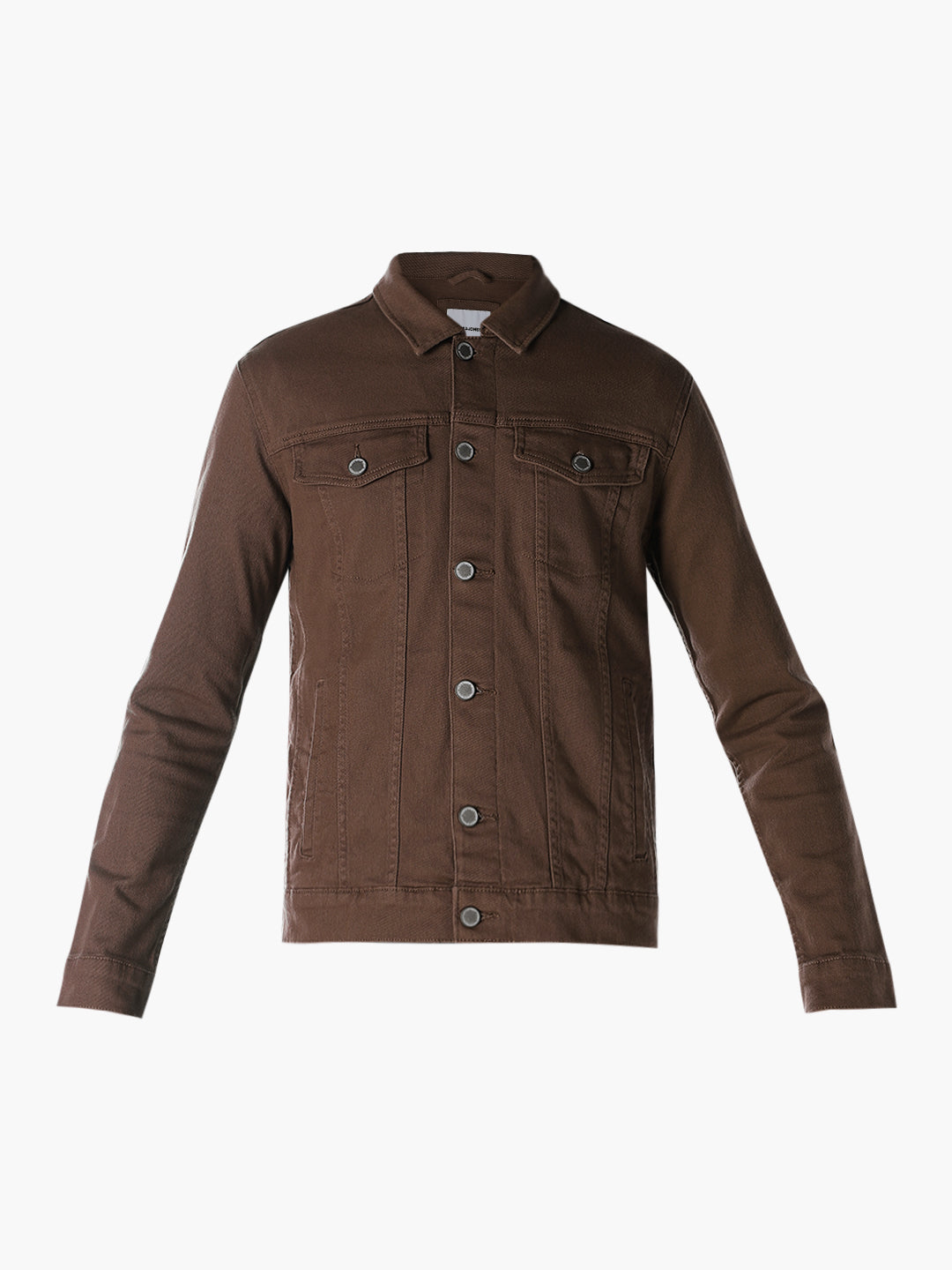 Dark Brown Regular Fit Denim Jacket