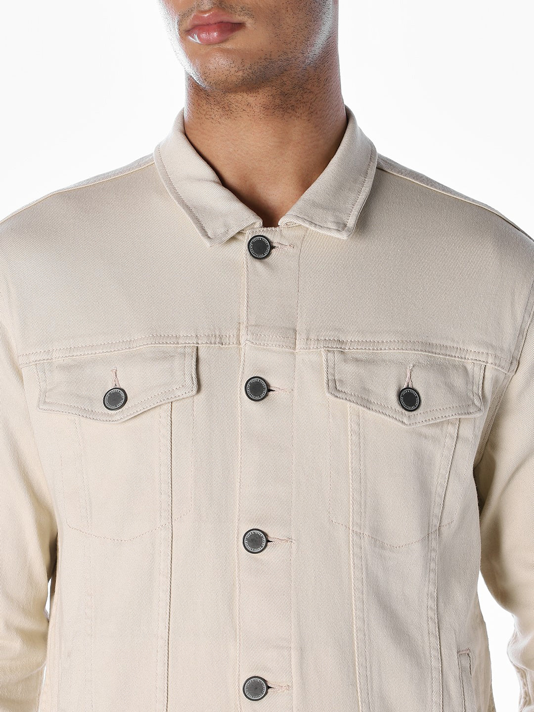 Beige Regular Denim Jacket