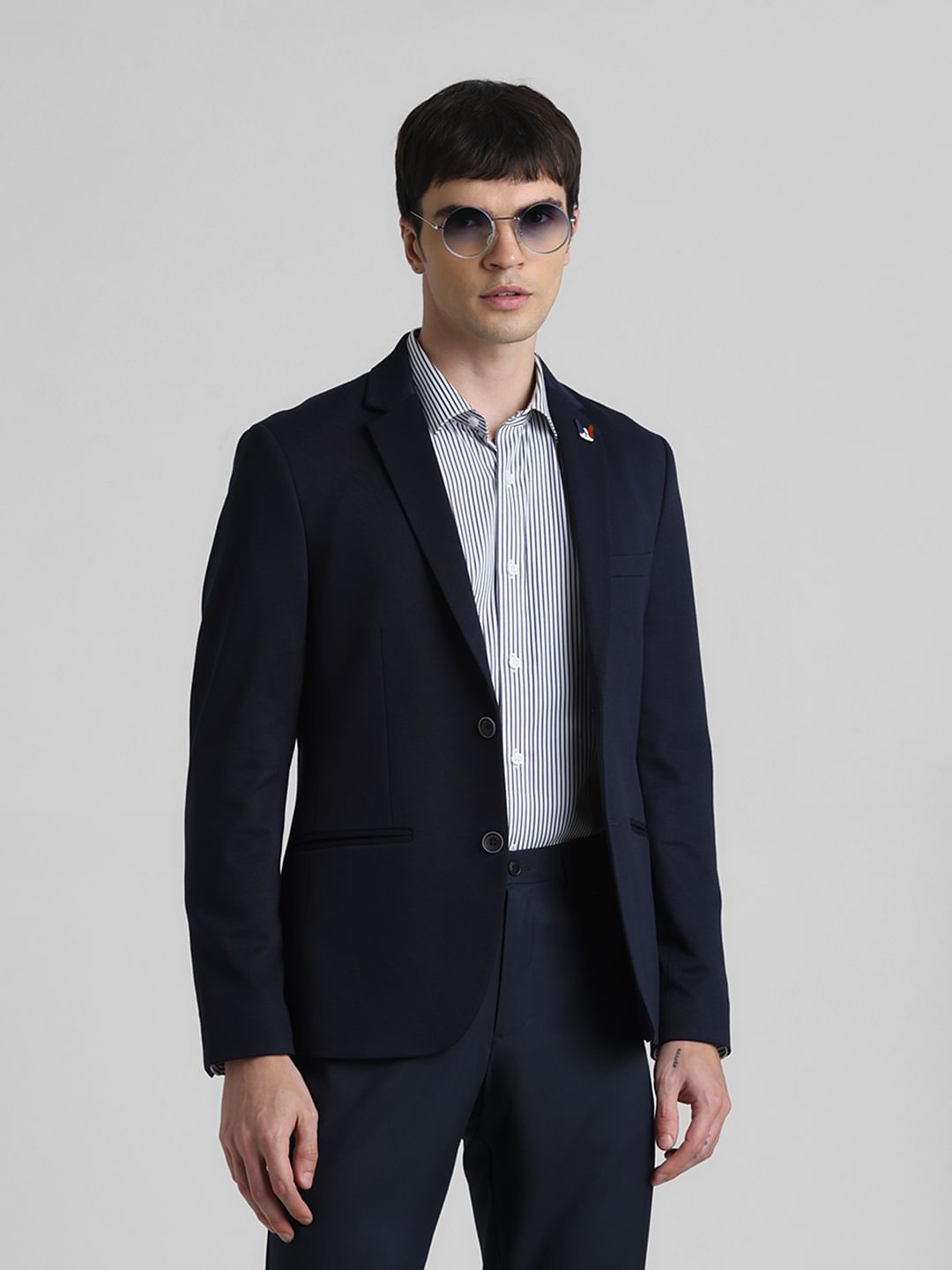 Dark Blue Double Button Formal Blazer - 46