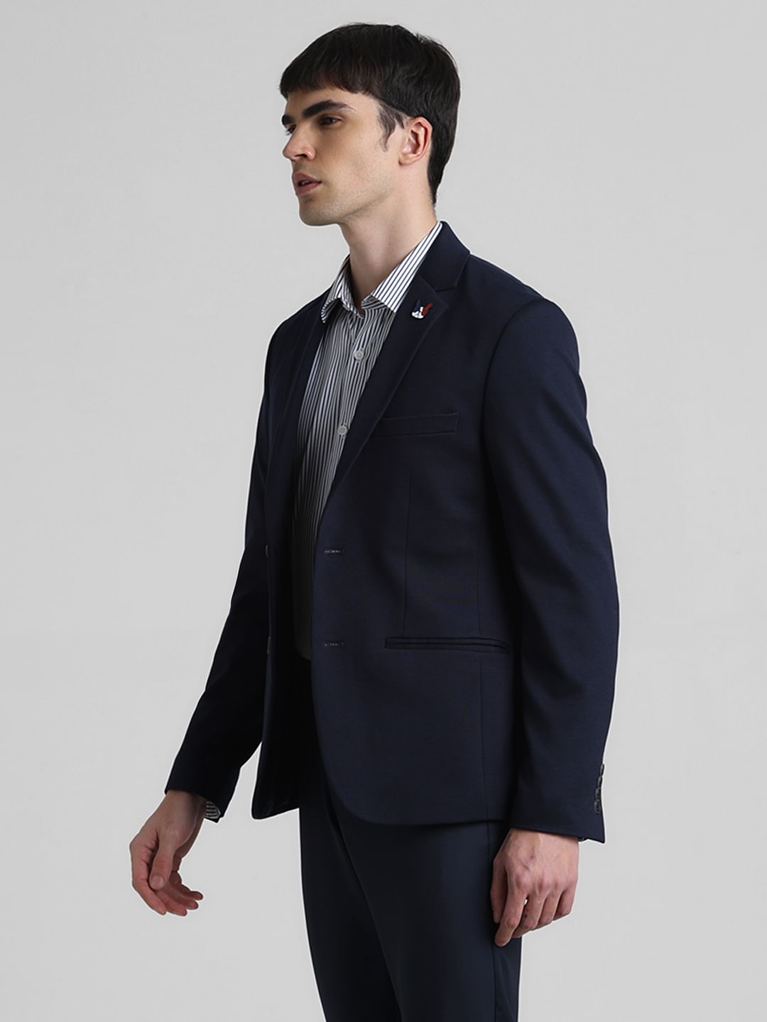 Dark Blue Double Button Formal Blazer