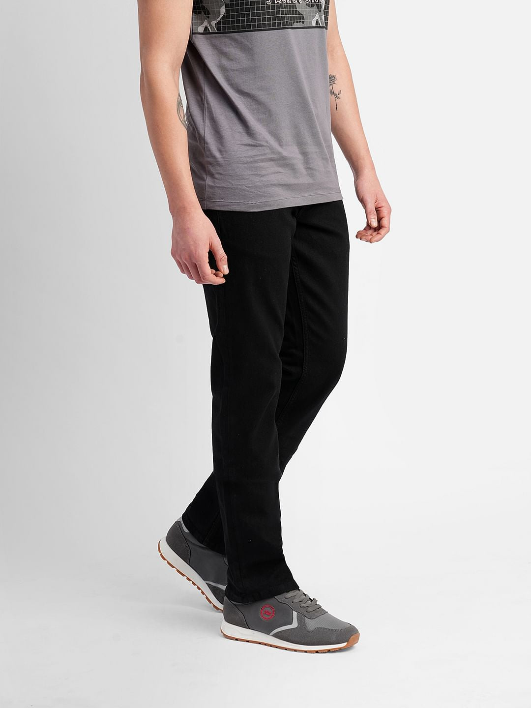 Black Mid Rise Clark Regular Fit Jeans