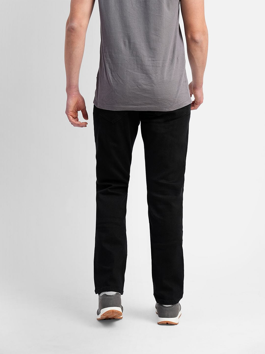 Black Mid Rise Clark Regular Fit Jeans