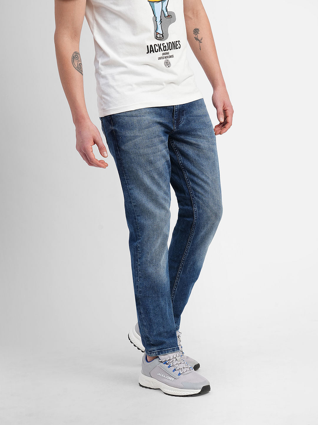 Blue Low Rise Washed Ben Skinny Fit Jeans
