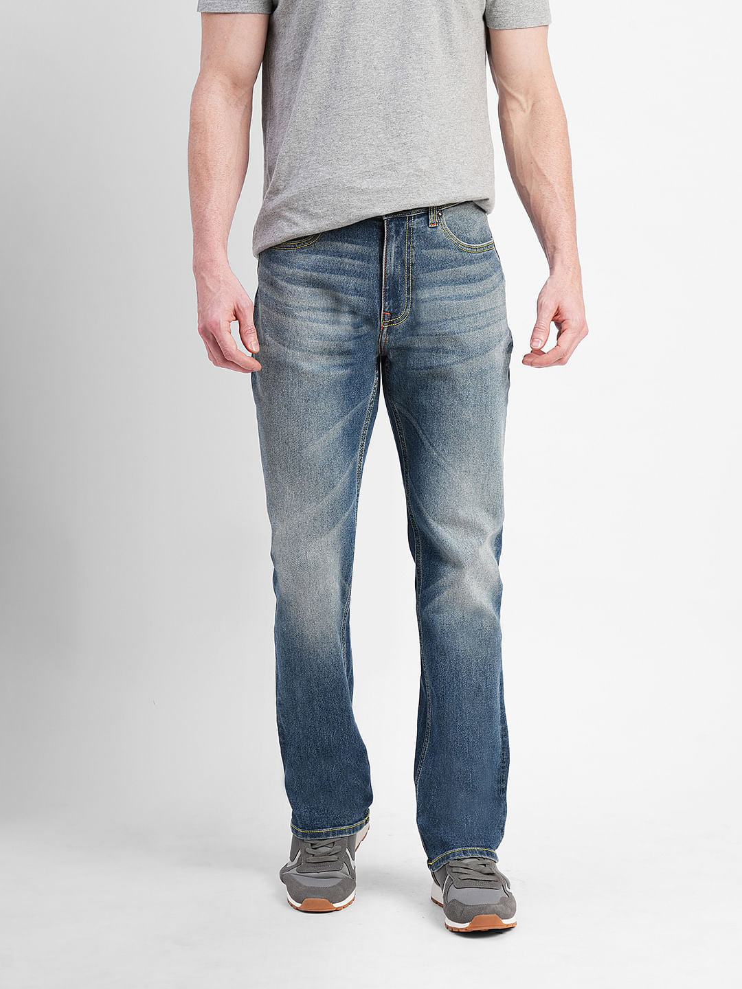 Blue High Rise Washed Ray Bootcut Jeans