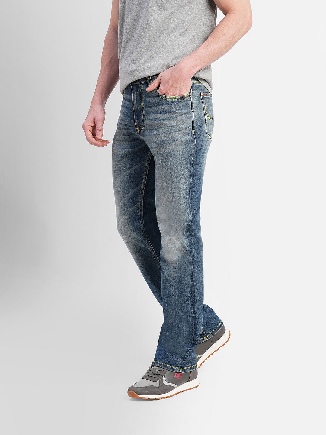 Blue High Rise Washed Ray Bootcut Jeans