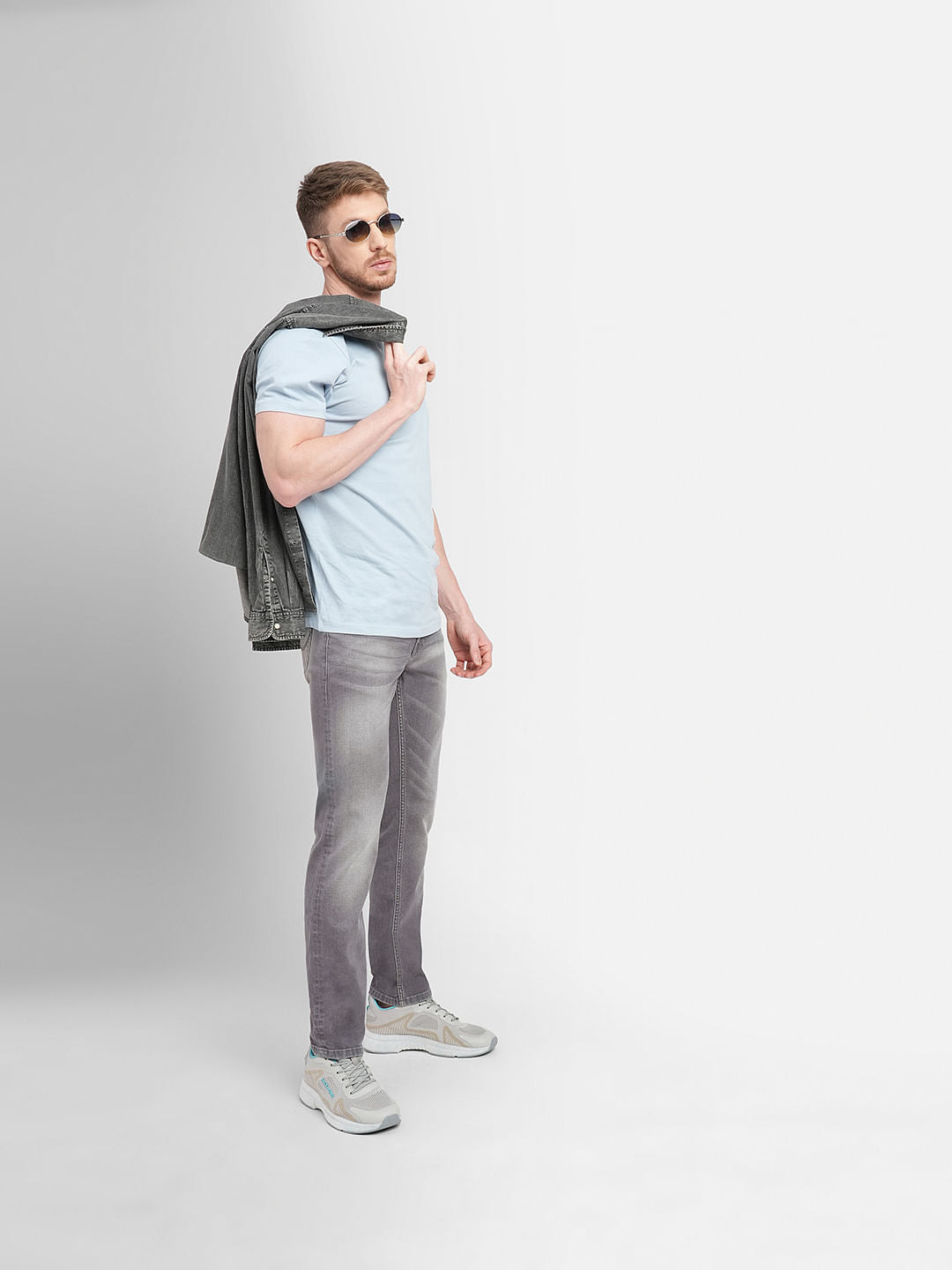 Grey Low Rise Washed Ben Skinny Fit Jeans - 28/30