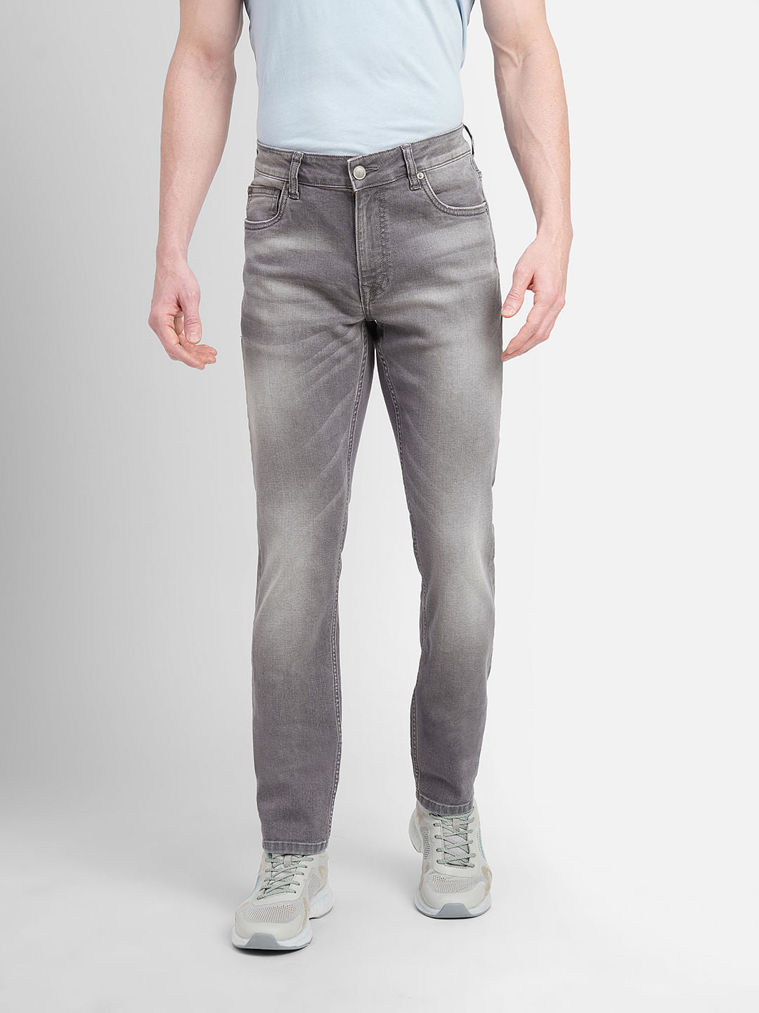 Grey Low Rise Washed Ben Skinny Fit Jeans