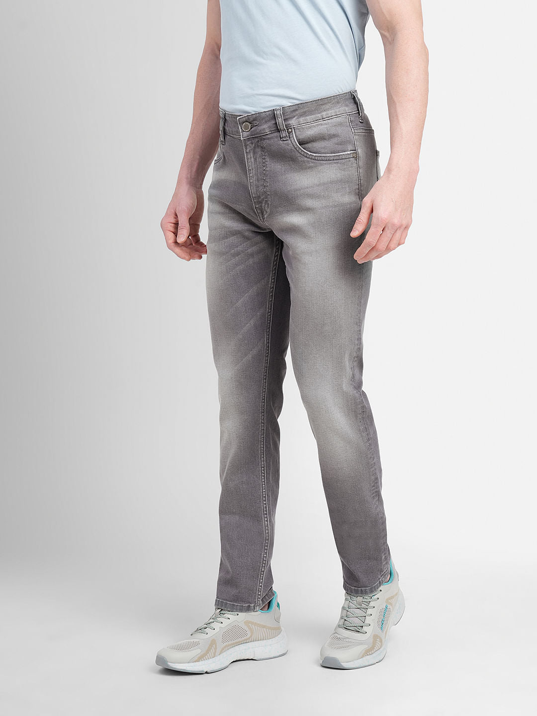 Grey Low Rise Washed Ben Skinny Fit Jeans