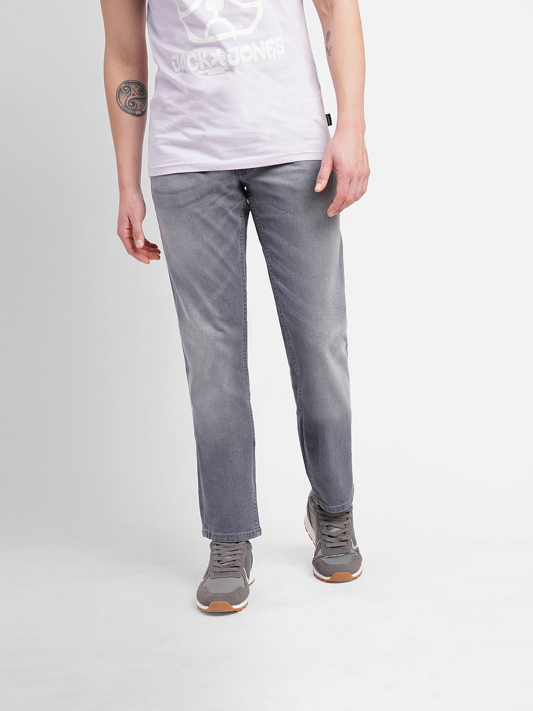 Grey Low Rise Tim Anti Fit Jeans