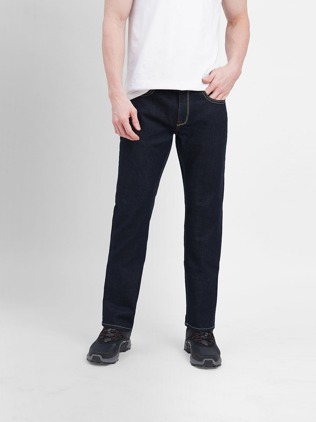 Dark Blue Mid Rise Clark Regular Fit Jeans