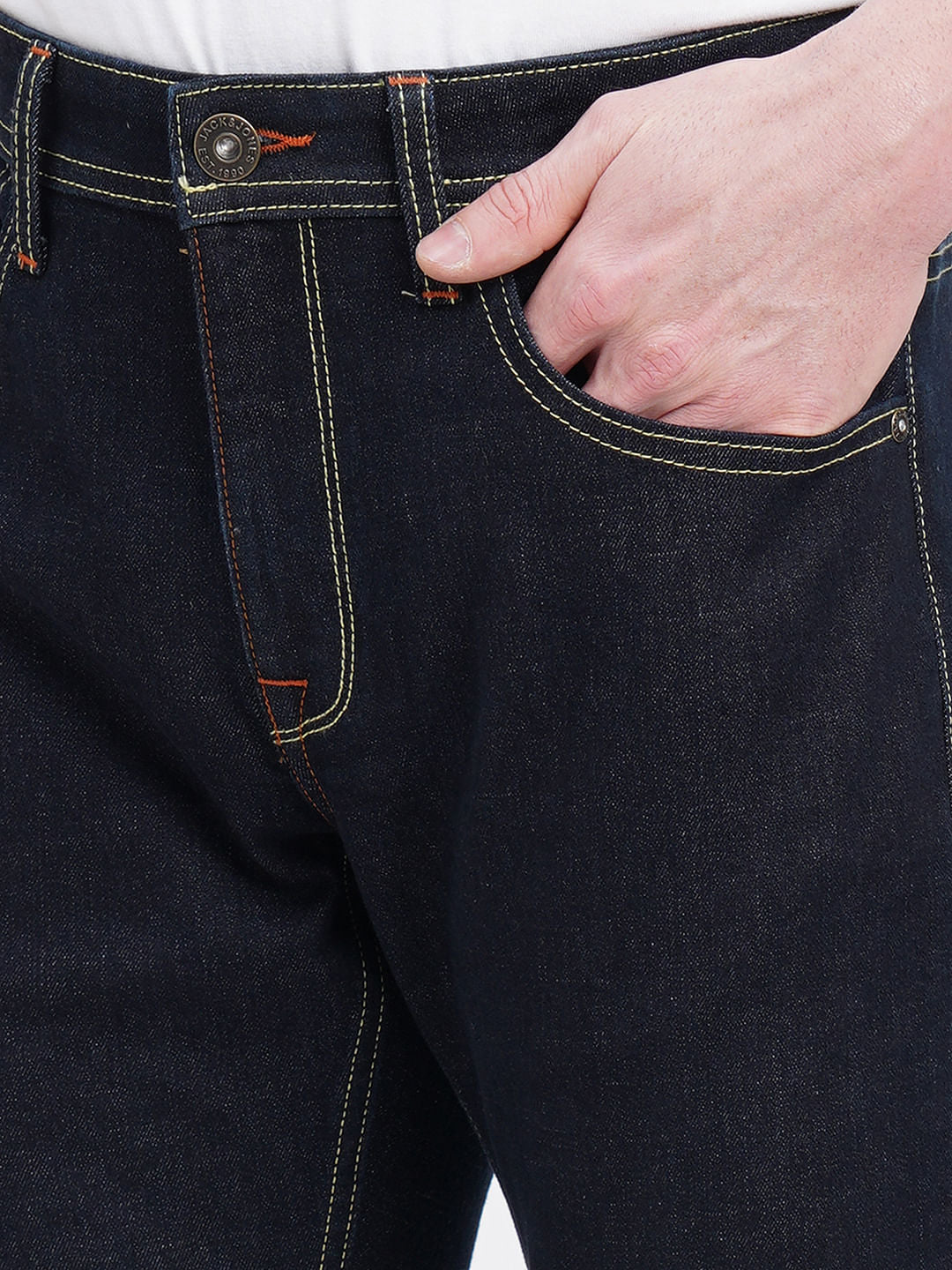 Dark Blue Mid Rise Clark Regular Fit Jeans