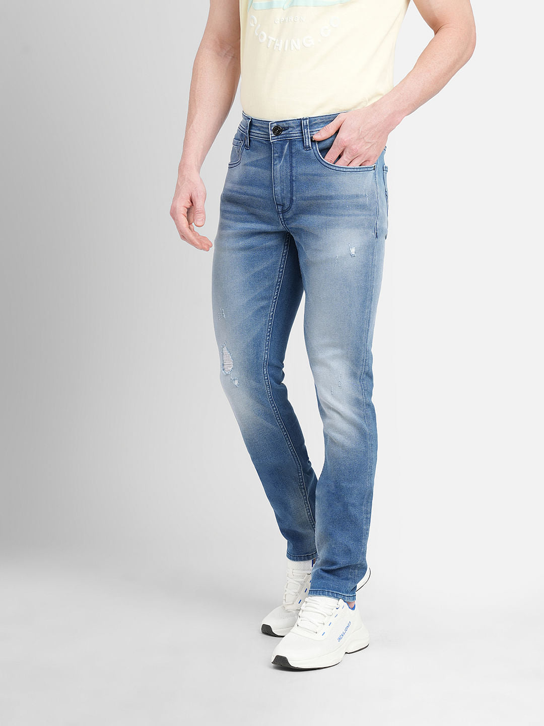 Light Blue Low Rise Distressed Liam Skinny Jeans