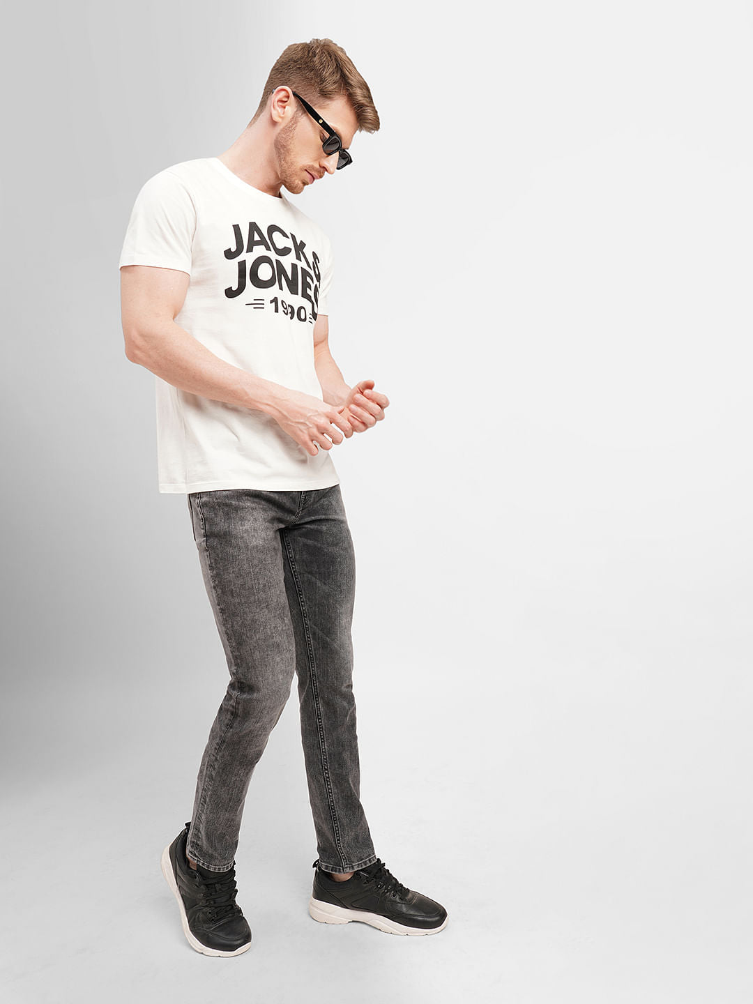 Black Low Rise Washed Glenn Slim Jeans - 28/30