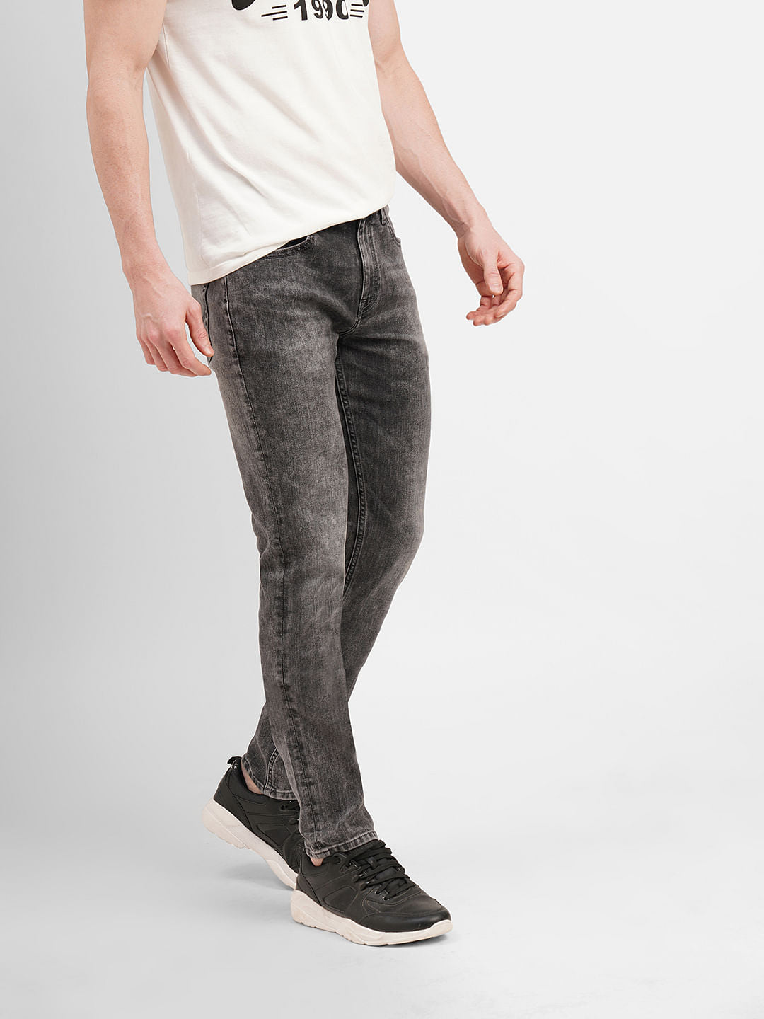 Black Low Rise Washed Glenn Slim Jeans