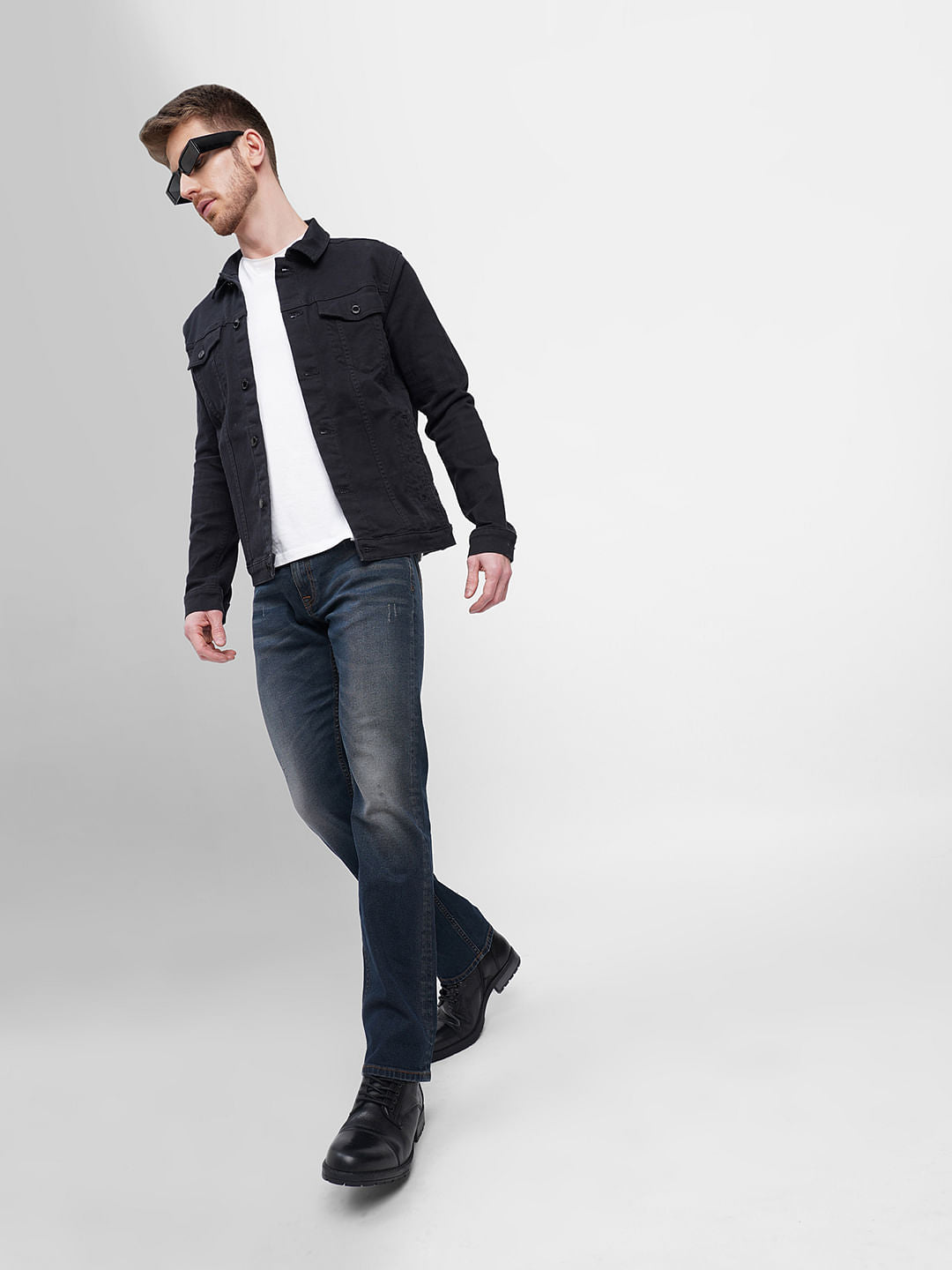 Dark Blue Mid Rise Clark Regular Fit Jeans - 28/30