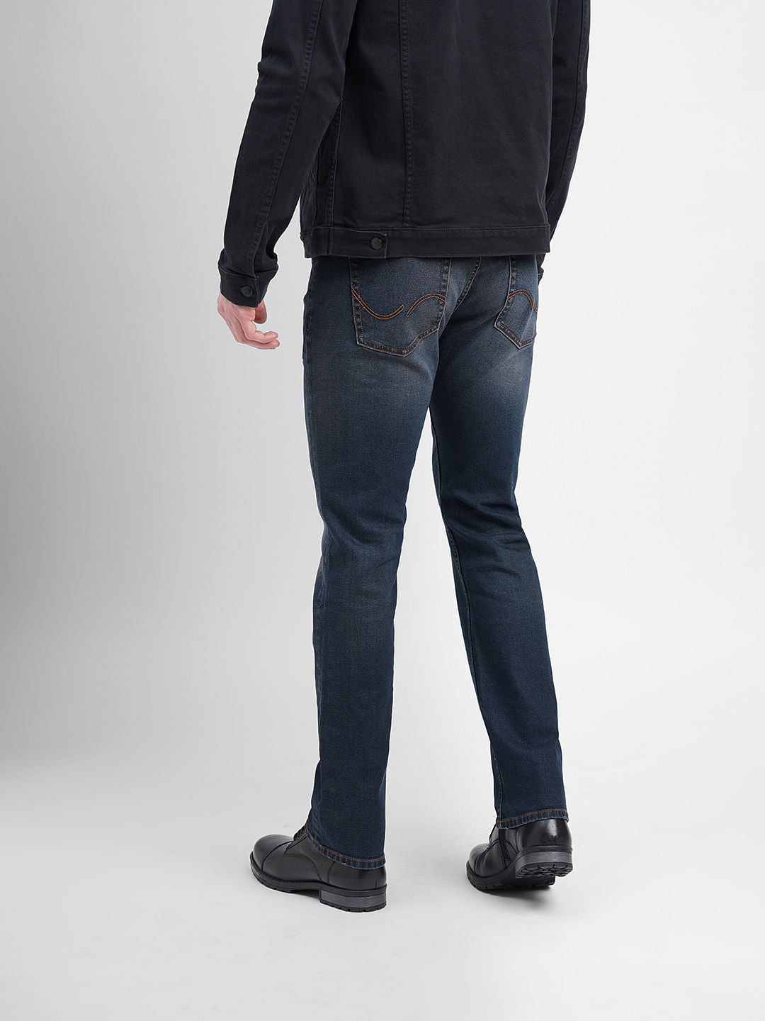 Dark Blue Mid Rise Clark Regular Fit Jeans