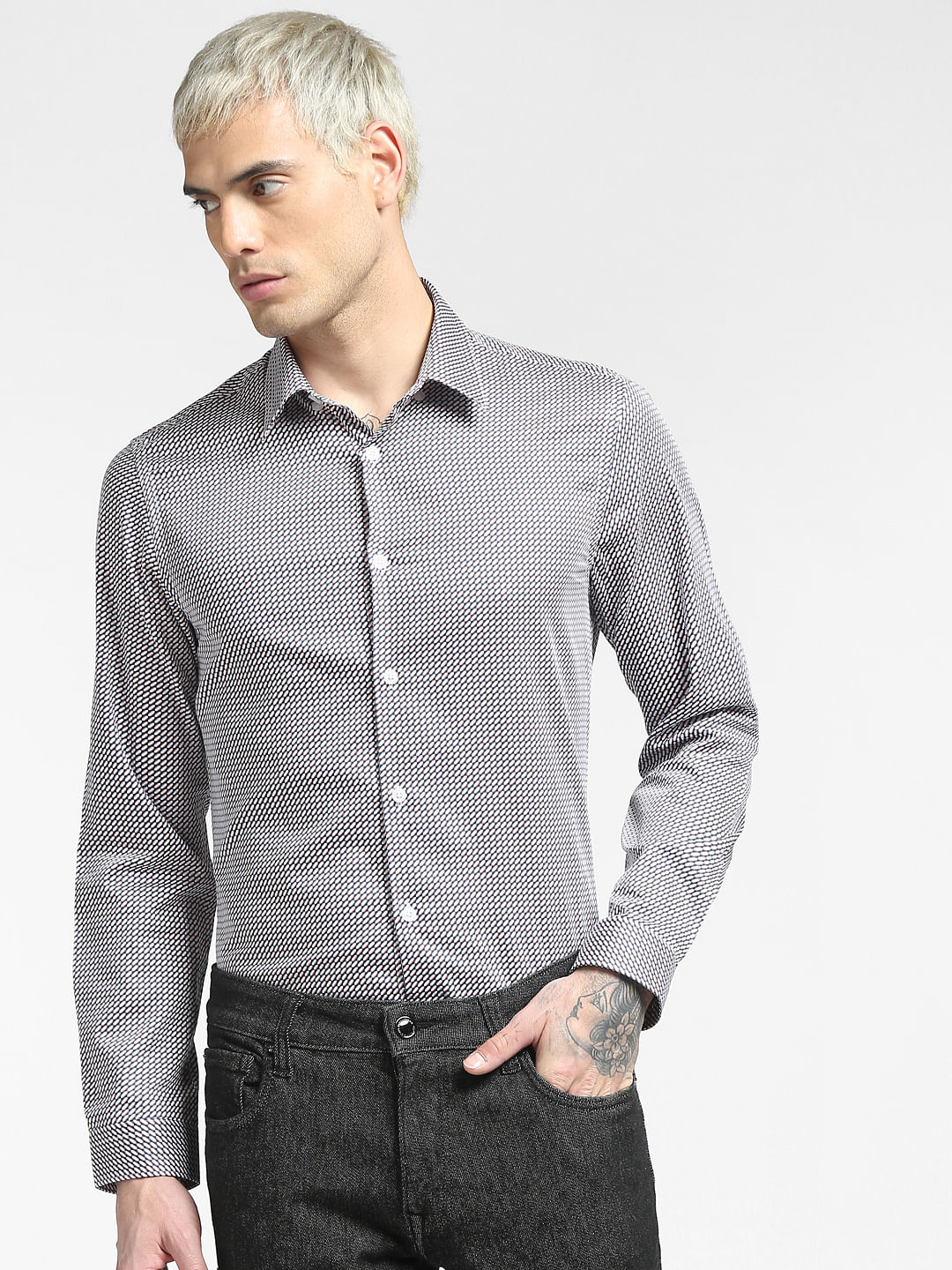 Blue All Over Print Full Sleeves Shirt