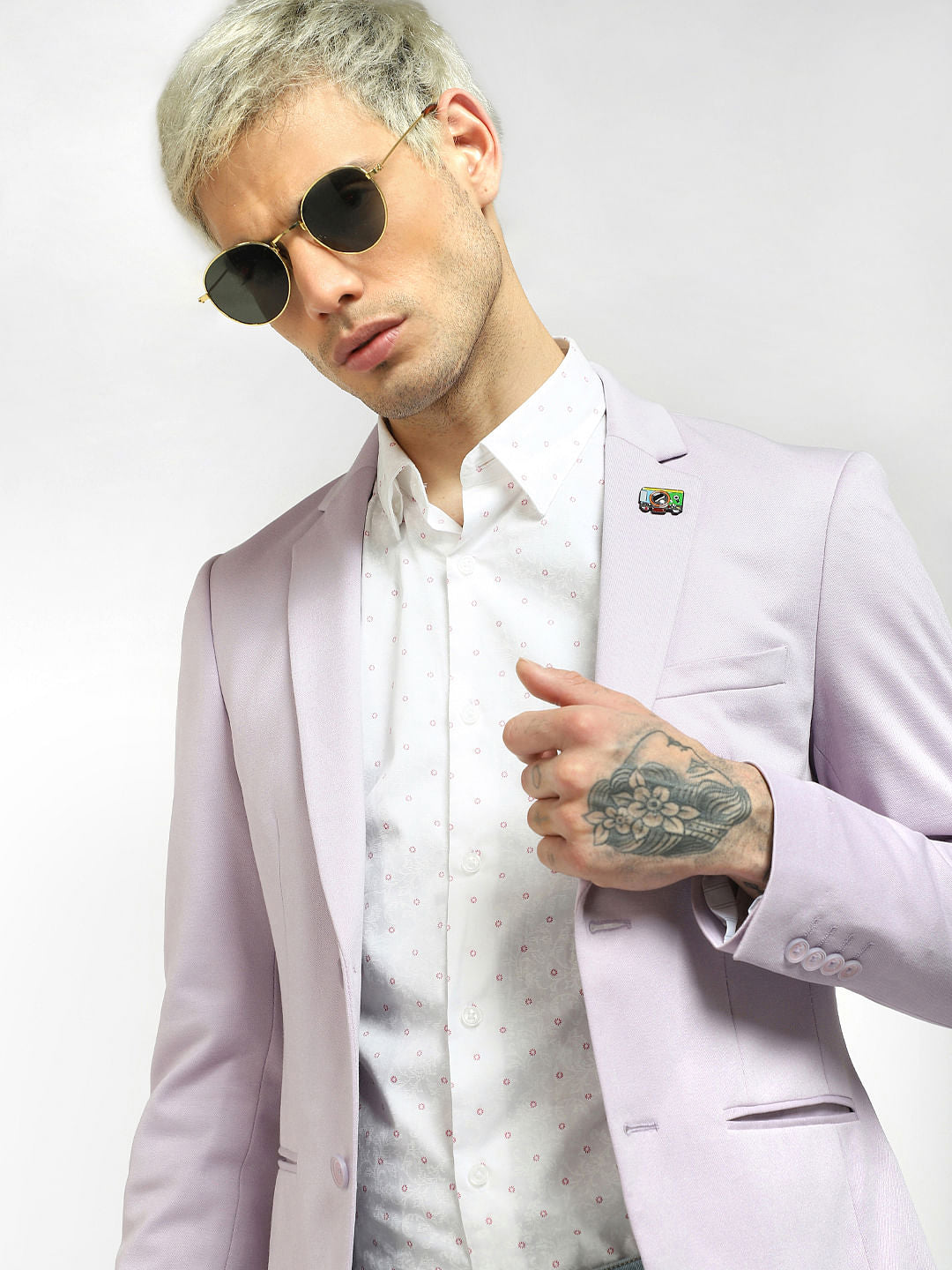 White Floral Print Full Sleeves Shirt