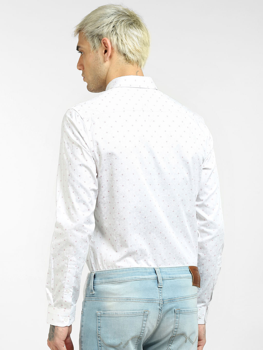 White Floral Print Full Sleeves Shirt