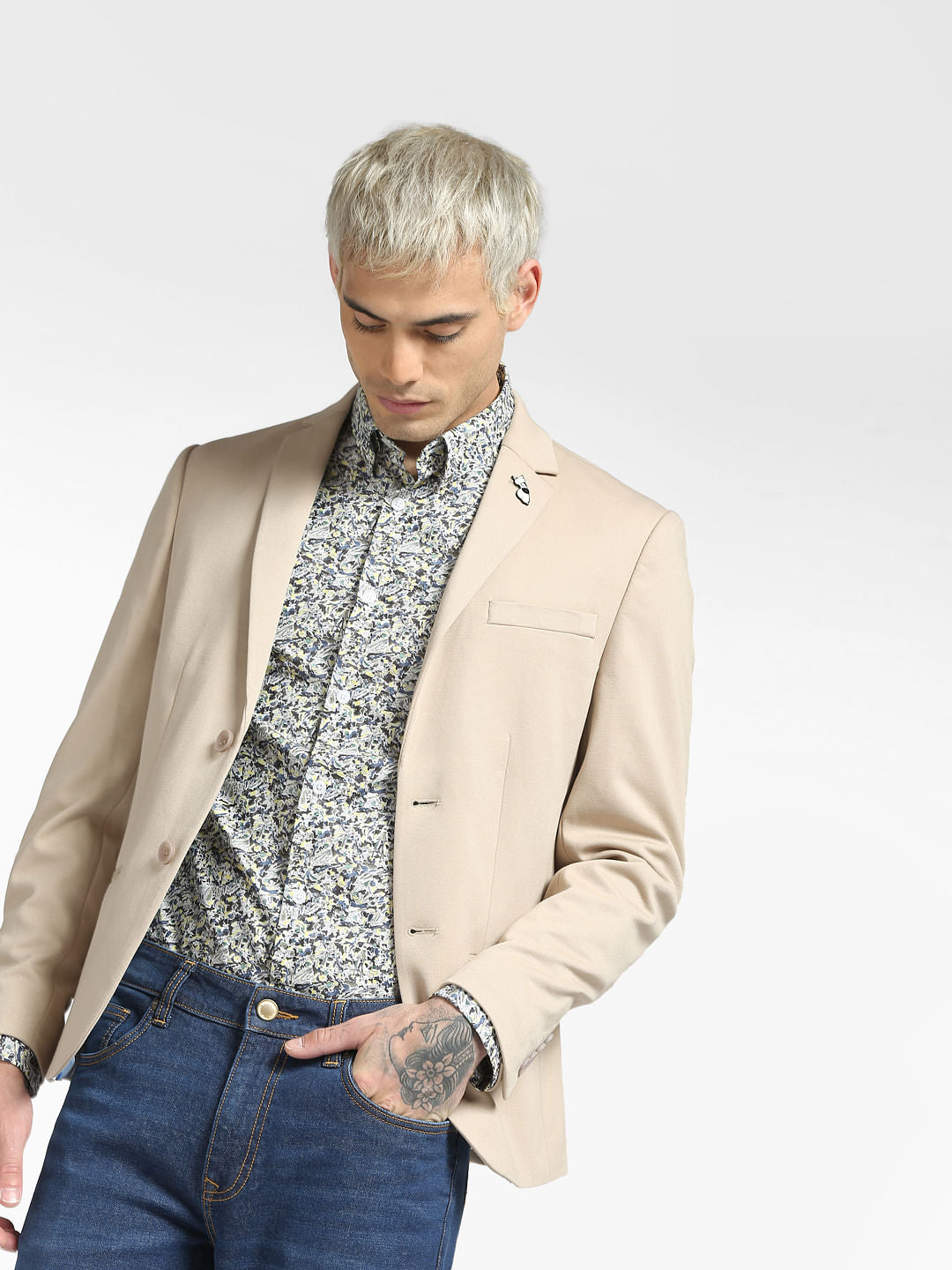 Blue Abstract Print Full Sleeves Shirt