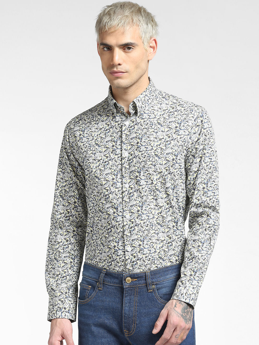 Blue Abstract Print Full Sleeves Shirt