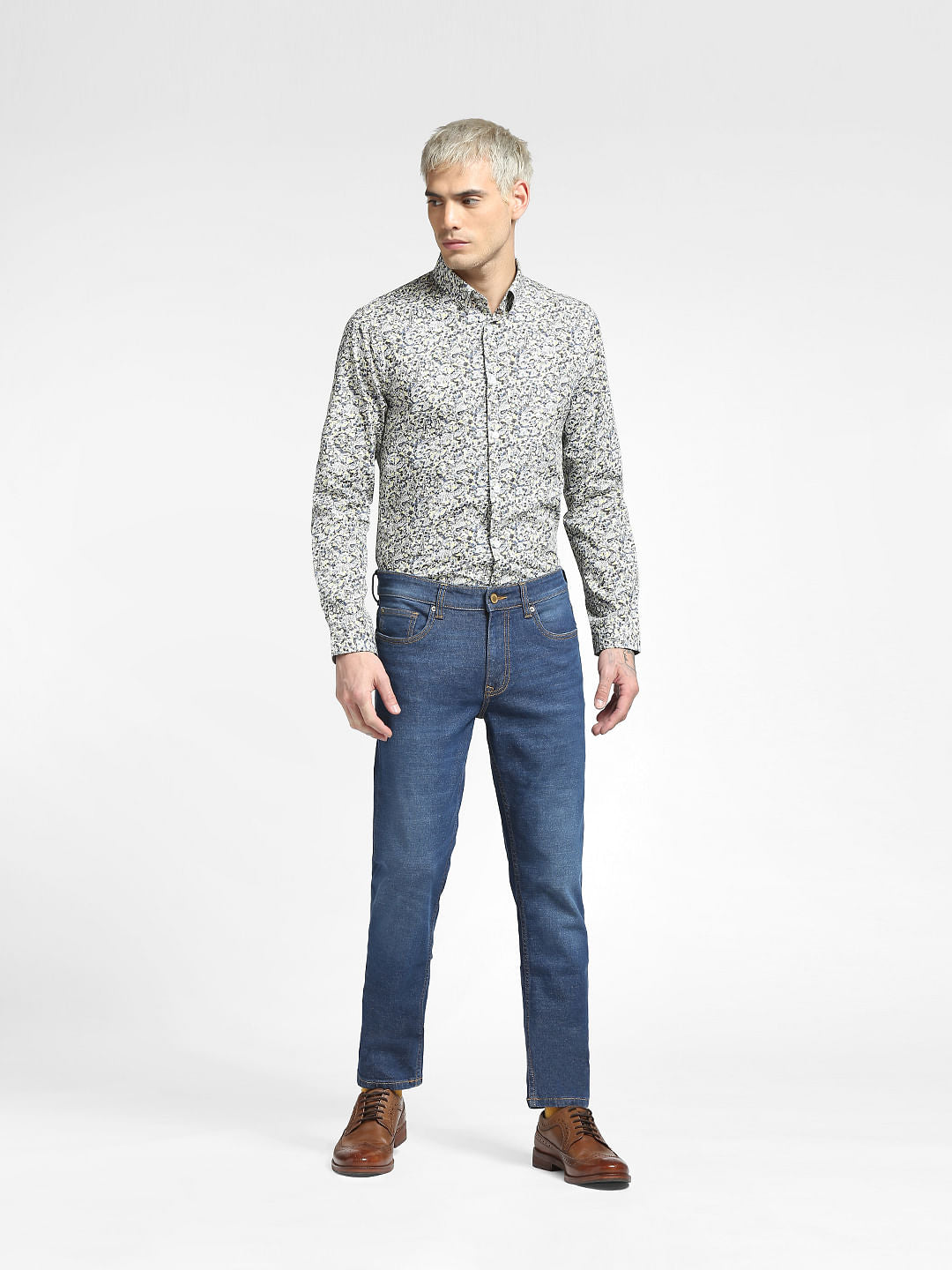 Blue Abstract Print Full Sleeves Shirt