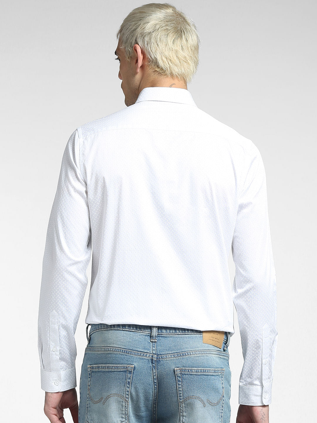 White All Over Print Full Sleeves Shirt