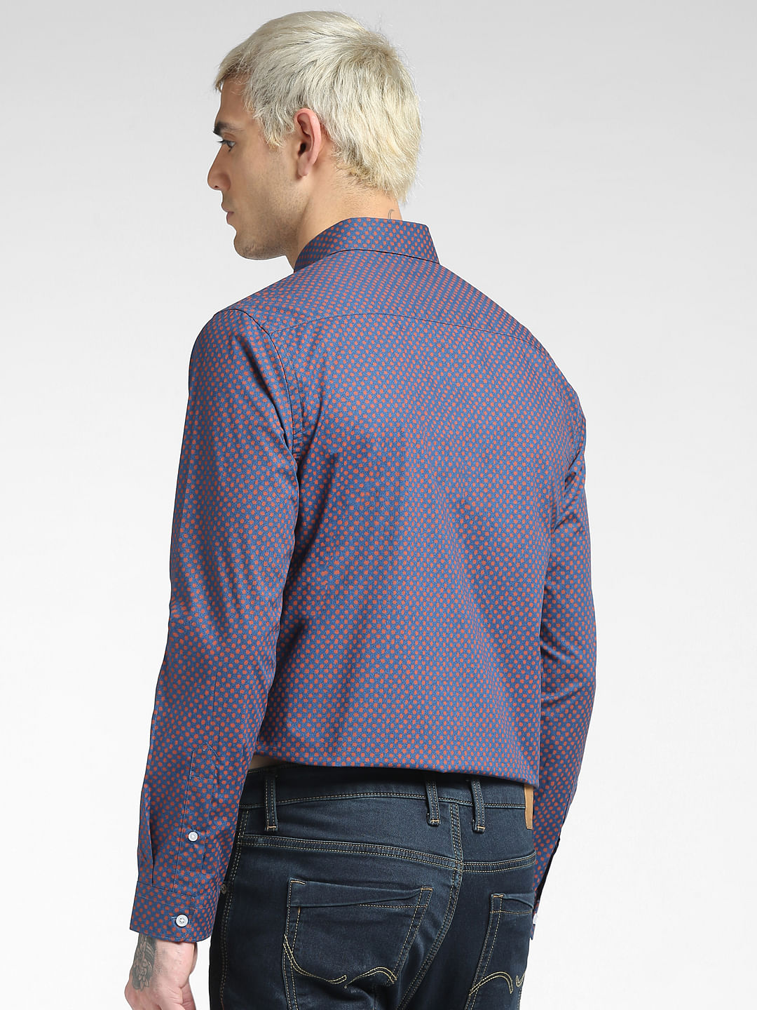 Blue All Over Print Full Sleeves Shirt